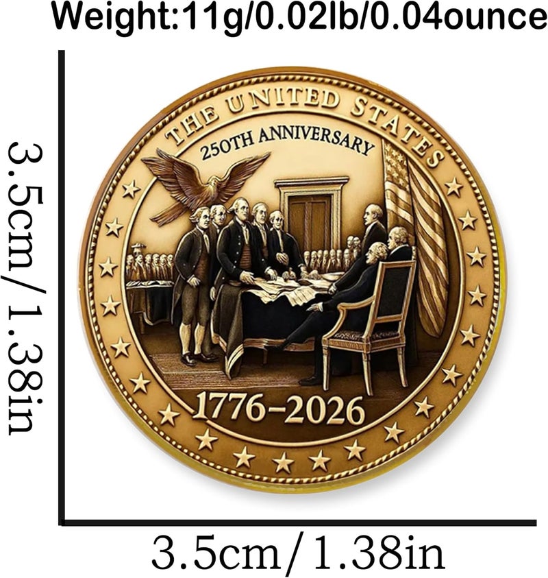ZENRUIMING 2 Pcs America 250th Birthday Enamel Pins,250 years Anniversary Metal Gold Plated Lapel Pin, 1.4″ USA Patriot Collectible Accessories for Patriot's Day Independence Day - Image 2